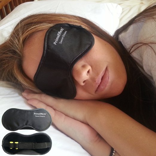 Sleep Mask with Ear Plugs - For Sleeping Anywhere Travel Long Flights or Short Naps Blocks Light Fully Super Lightweight Soft and Comfortable Wide Strap with Velcro and Earplugs Holder Extreme Quality and Comfort Money Back Guarantee