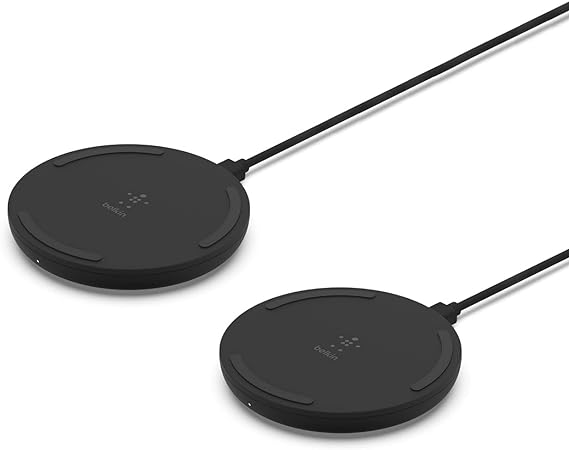 Belkin Quick Charge Wireless Charging Pad - 2-Pack - 10W Qi-Certified Charger Pad for iPhone, Samsung Galaxy, Apple Airpods Pro & More - Charge While Listening to Music & Streaming Videos - Black