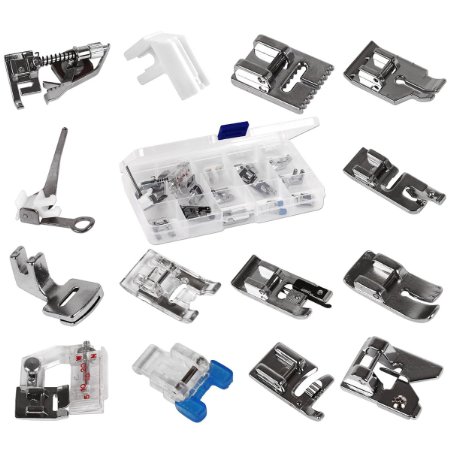 Nuolux 14pcs Domestic Sewing Machine Metal Presser Foot for Brother,Singer,Janome,Toyota