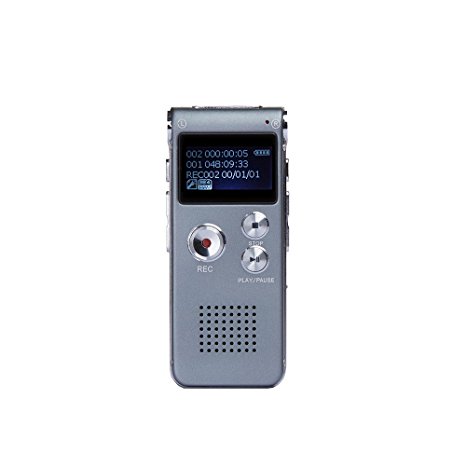 Goodeen 8GB Digital Voice Recorders USB Rechargeable Dictaphone Audio Recorder with Multifunction and MP3 Player(Gray)