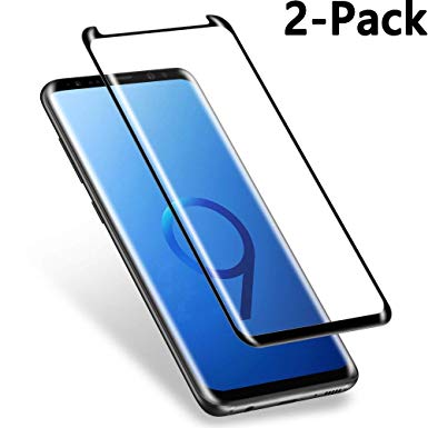 Galaxy S9 Screen Protector Glass, ChefzBest 3D Curved Dot Matrix Screen Samsung Galaxy S9 Tempered Glass Screen Protector (5.8inch) 2018 (NOT S9 Plus) (Case Friendly) (Blakc) (2-Pack)