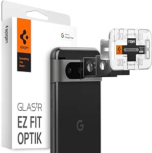 Spigen Glas.tR EZ Fit Optik Protection Caméra compatible avec Google Pixel 8, 2 Pièces, Résistant aux Rayures, 9H Protecteur Objectif