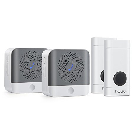 Magicfly Wireless Doorbell 500 Feet 52 Chimes 2 Plug in Receiver 2 Battery Opetared Remote Button