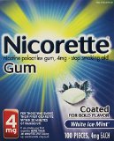 Nicorette OTC Stop Smoking Nicotine Gum 4mg-White Ice Mint-100 ct