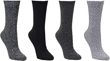 Carole Hochman Women's Lounge Socks, 4 Pair (Black, Grey, Dark Grey, Light Grey, 4-10)