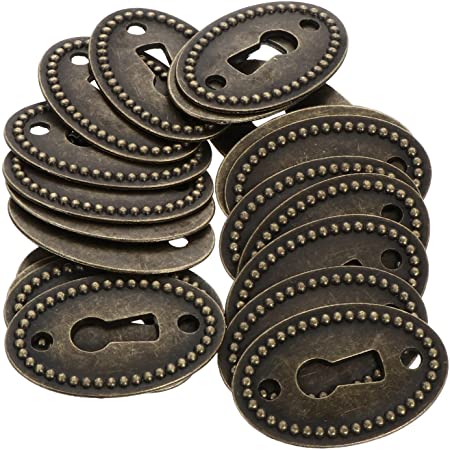 DOITOOL Antique Brass Decorative Keyhole Cover Oval Alloy Keyhole Escutcheon Cover for Dresser Drawer Cabinet 20pcs