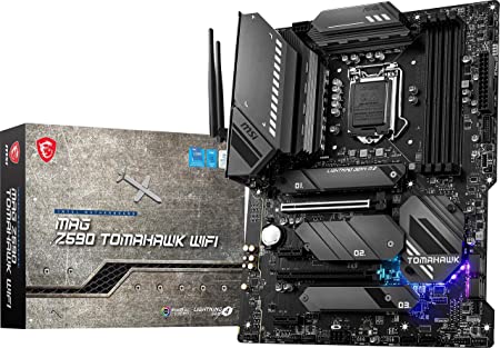 MSI MAG Z590 Tomahawk WiFi Gaming Motherboard (ATX, 11th/10th Gen Intel Core, LGA 1200 Socket, DDR4, PCIe 4, CFX, M.2 Slots, USB 3.2 Gen 2, Wi-Fi 6E, DP/HDMI, Mystic Light RGB)