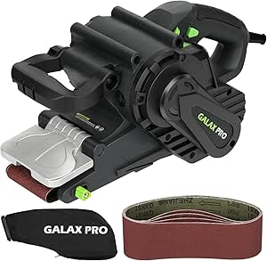 GALAX PRO Ponceuses à Bande 1010W, Ponceuse à Cordon avec Réglages de Vitesse Variables 120-380 RPM, 5Pcs Bandes de Ponçage (76 x 533 mm) et Sac à Poussière