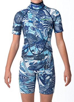WETSUIT SHORTY for WATERSPORT, ULTRA-STRETCH, DOUBLE LAYERED, LUXURIOUS, BOUTIQUE DESIGNS FOR KIDS YOUTH 6-14yrs