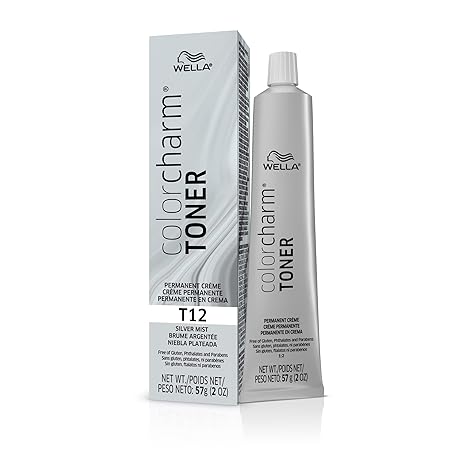 WELLA colorcharm Permanent Crème Toner, Free of Animal-Derivied Ingredients, Parabens Free, Gluten Free, T12 Silver Mist, 2 oz