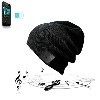 Bluetooth Beanie Hat Winter Washable Double Knit Music Cap with Wireless Stereo Headphone Headset Earphone Speaker Mic Hands Free for Running Skiing Skating Hiking Fishing (Upgraded Black)