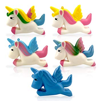 POM 5-PACK UNICORN Squishies Jumbo Slow Rising Stress ball Accessories Great for Birthday Parties Providing HOURS OF FUN!