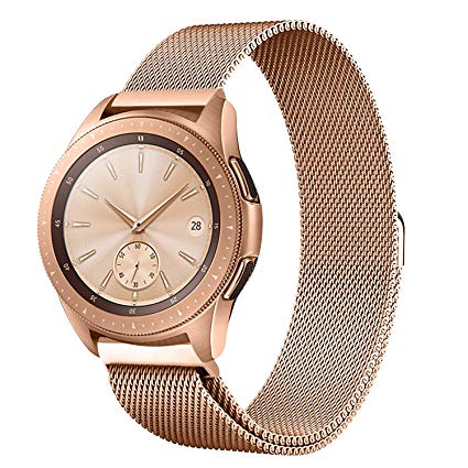 Shangpule Compatible Samsung Galaxy Watch (42mm) Bands, 20mm Milanese Loop Stainless Steel Metal Replacement Bracelet Strap Compatible Galaxy Watch SM-R810/SM-R815 /Gear Sport Smartwatch (Rose Gold)