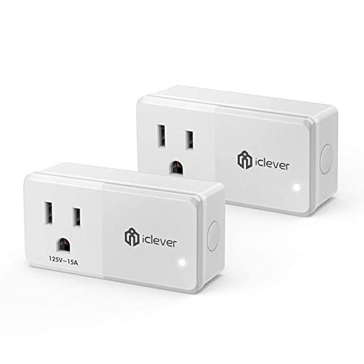 iClever [15A Smart Plug] 2 Pack IC-BS08 Wi-Fi Mini Smart Switch, WiFi Timer Outlet, Remote Control Your Device, Compatible with Alexa, Google Assistant and IFTTT, Only Support 2.4GHz Wi-Fi