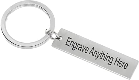 Custom Engraved Keychain, Customizable Engravable, Metal Wood Personal Keychain