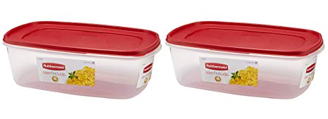 Rubbermaid 669900232999 Easy Find Lid Square 2.5-Gallon Food Storage Container, Red 2-Pack, 40 Cup