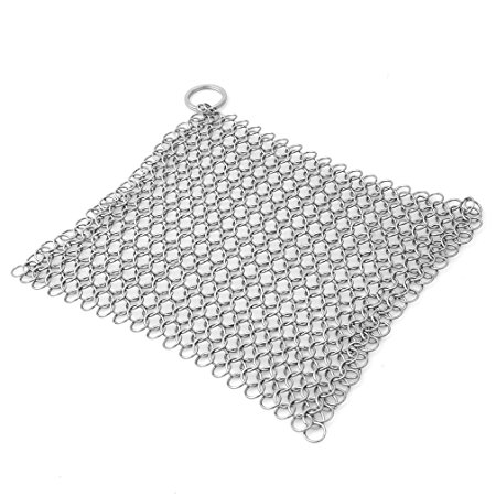 EH-LIFE Cast Iron Cleaner Premium Stainless Steel Chainmail Scrubber with 6"x8"