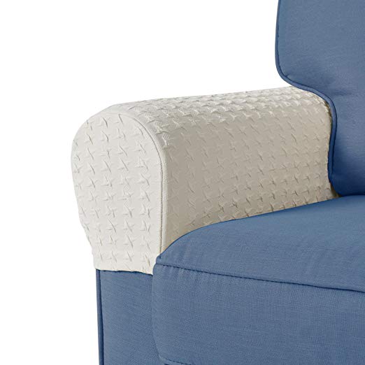 Guken Armrest Covers Anti-Slip Spandex Armchair Slipcovers Elastic Stretchable Furniture Protector (Beige, 2pcs)