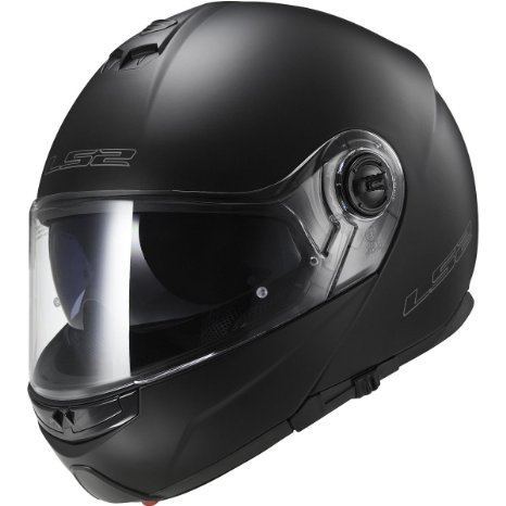 LS2 Helmets Strobe Solid Modular Motorcycle Helmet with Sunshield Matte Black Medium