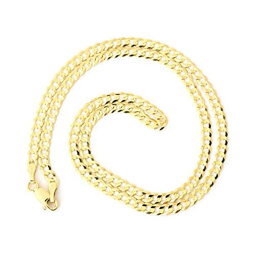 Men's Solid 14k Yellow Gold Comfort Cuban Curb Chain Necklace