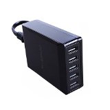 RockBirds 40W 5-Port High Speed Desktop Multiple USB Charger Smart IC Technology Family-Sized 5V8A Travel Wall Charger Power Adapter Black