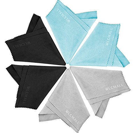 WLCMALL Extra Large Microfiber Cleaning Cloths 8 x 9 Inch -6 Pack (2 Black 2 Grey 2 Blue )