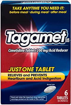 Tagamet Acid Reducer | Relieves and Prevents Heartburn and Acid Indigestion | 6 Tablets | 200 mg Cimetidine per Tablet