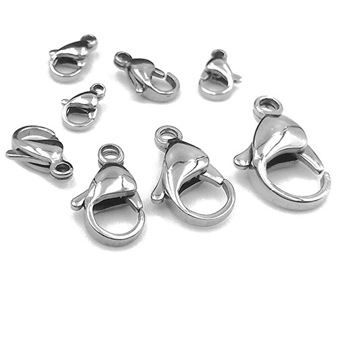 60pcs Grade A 304 Stainless Steel Lobster Clasps Claw Clasps for Bracelet Necklace Jewelry Making Findings M55- (Mixed 60pcs)