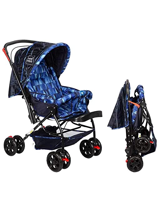 Mee Mee Baby Pram with Adjustable Seating Positions and Reversible Handle (Dark Blue)