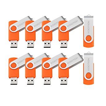 KOOTION 10PCS 4GB USB 2.0 Flash Drives 10PCS Flash Drive USB Storage New Design Easy to Carry,Orange 【Ships from USA】