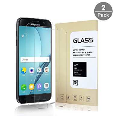[2-Pack] Galaxy S7 Screen Protector, FCLin screen protetcor Clear [9H Hardness] [Anti-Scratch] HD Tempered Glass Screen Protection for Samsung Galaxy S7