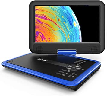 ieGeek 11.5” Portable DVD Player with Eyesight-Protected Swivel Screen, 5-Hours Rechargeable Battery, Support Region Free, USB/SD Card, Sync Screen Playing, Blue