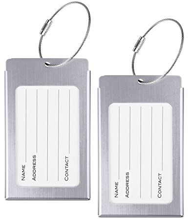 Luggage Tags, WeBravery Suitcase Labels Business Card Holder Travel Bag ID Metal Luggage Tag