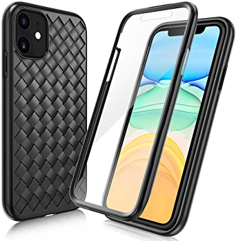 FYY [Anti-Germs Antibacterial Case] for iPhone 11 6.1", [Built-in Screen Protector] Stylish Heavy Duty Protection Full Body Protective Bumper Case Cover for Apple iPhone 11 6.1" Black