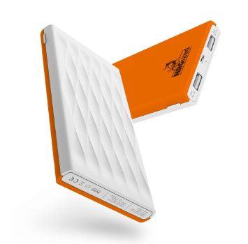 NRGized M3 Ultra Compact Premium Quality Coating 10000mAh Portable Charger External Battery Power Bank for Galaxy iPhone 6s 6 6 Plus 5 iPad LG G4 HTC Phones Tablets and More WhiteOrange
