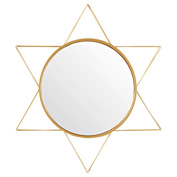 Rivet Modern 3-D Star Shaped Metal Mirror Home Decor, 22.5 Inch Height, Gold Finish