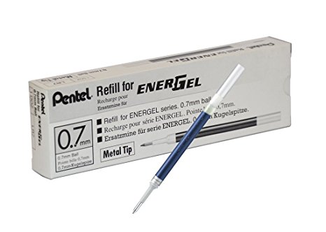 Pentel Refill Ink for EnerGel RTX Retractable Liquid Gel Pen, 12 Pack, 0.7mm, Medium Line, Navy Blue (LR7-CA)