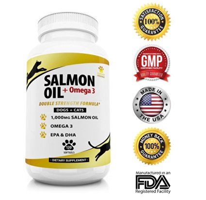 ★ Natural, Wild Alaskan, Salmon Fish Oil ★ For Dogs & Cats ★ Omega 3 Plus DHA & EPA Fatty Acids ★ No Fishy Smells ★ Promotes Healthy Coat & Joint Function ★ Softgels ★ Made In USA ★