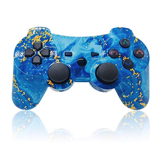 PS3 Controller Wireless Bluetooth Gamepad Controller DS3 Dual Shock Gaming Joystick with Touch Pad High-Precison Joystick for Playstation 3 (Spray Blue)