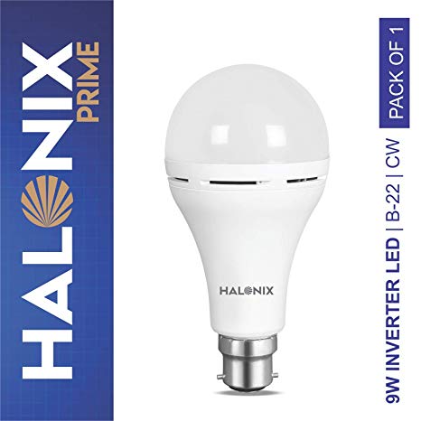 Halonix Inverter Led Bulb B22 9-Watt (Power Backup Upto 4 Hours),White