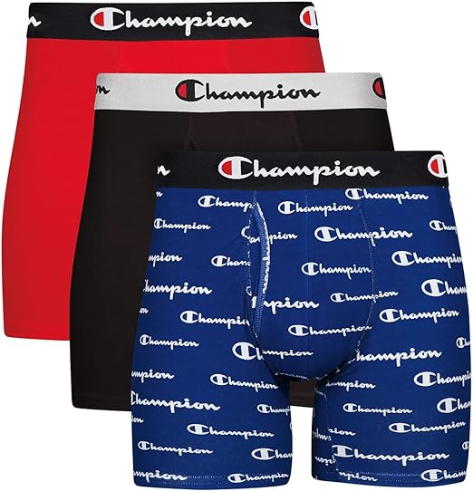 Champion Men's Boxer Briefs, Every Day Comfort Stretch Cotton Moisture-Wicking Underwear, Multi-Pack (Pack of 3)