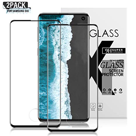 Gozhu Galaxy S10 Screen Protector Tempered Glass,[Anti-Fingerprint][No-Bubble][Scratch-Resistant] Glass Screen Protector for Samsung Galaxy S10 [2-Pack]