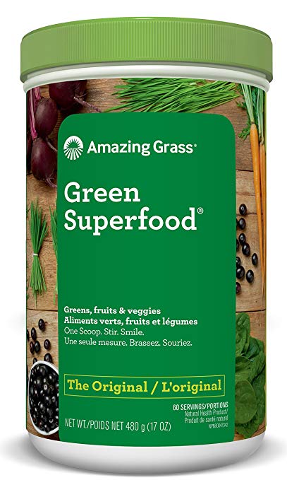 Amazing Grass Green Superfood Organic Powder with Wheat Grass and Greens, Flavor: Original,  60 Servings, 17 Ounces