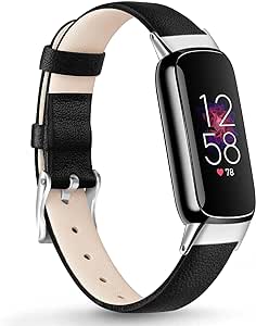 Vancle Band Compatible with Fitbit Luxe Bands, Leather Strap Adjustable Replacement Wristband for Fitbit Luxe/Luxe Special Edition Fitness Tracker Women Men