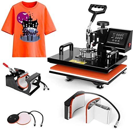 TUSY Heat Press Machine 15x15 inch Swing Away 5 in 1 Digital Industrial Quality Printing Press Heat Transfer Machine for T-Shirt Hat Mug Plate