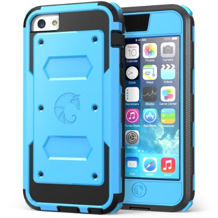 iPhone 5C Case i-Blason Armorbox for Apple iPhone 5C Dual Layer Hybrid Full-body Protective Case with Front Cover and Built-in Screen Protector and Impact Resistant Bumpers for iPhone 5C Blue