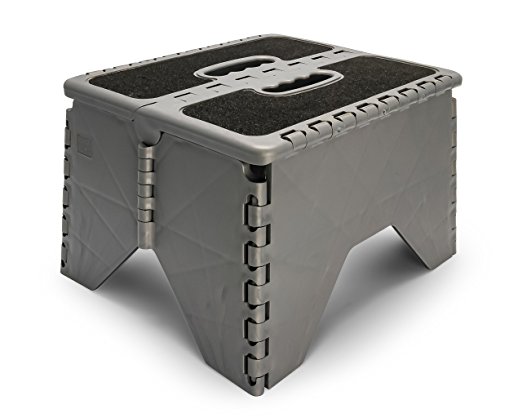 Camco 43635 Plastic Folding Step Stool with Non-Skid - Silver
