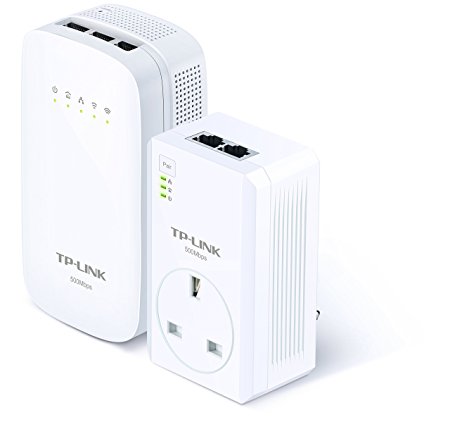 TP-LINK TL-WPA4530KIT AV500 Powerline AC750 Wi-Fi KIT, Range Extender/Wi-Fi Booster/Hotspot with AC Pass Through, Multiple Ethernet Ports - White, Twin Pack