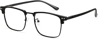 Cyxus Men Blue Light Blocking Glasses Half Rimless Computer Gaming Glasses Square Fashion Glasses for Men 8133