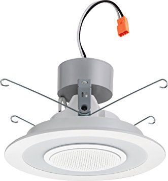 Lithonia Lighting 6SL RD 07LM 40K 90CRI MW M6 6" Dimmable LED Retrofit Module with Integrated Bluetooth Speaker, 4000K |Bright White,Matte White